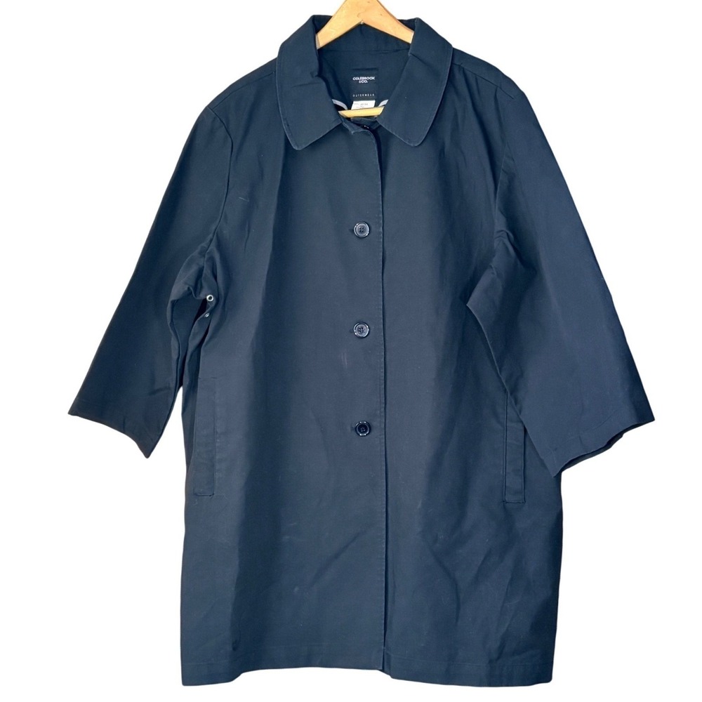 Colebrook & Co Outerwear Womens Black Button Front Lightweight Coat Sz 22/24 - Picture 2 of 9